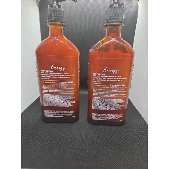 2 Bath & Body Works Aromatherapy ENERGY ORANGE GINGER Body LotionRETIRED HB 10